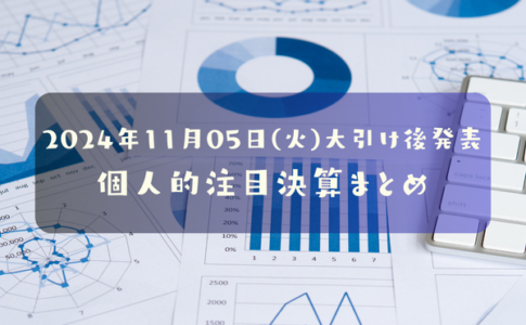 個人的注目決算　2024年11月05日(火)大引け後発表