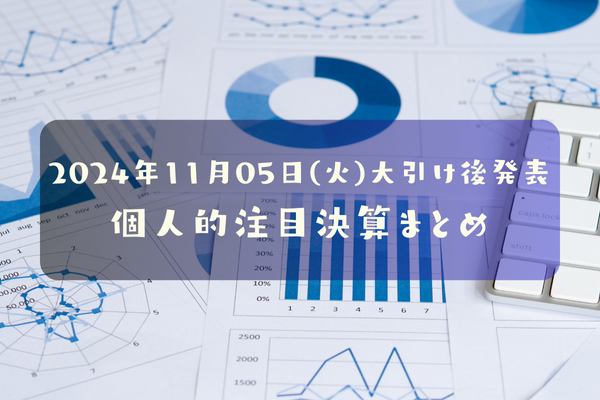 個人的注目決算　2024年11月05日(火)大引け後発表